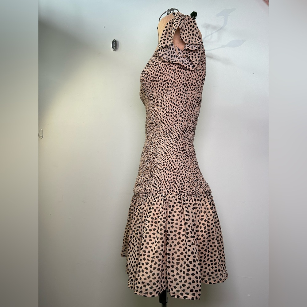 Blanc clothing Leopard Print off the shoulder Mini Dress size Small - Picture 6 of 7